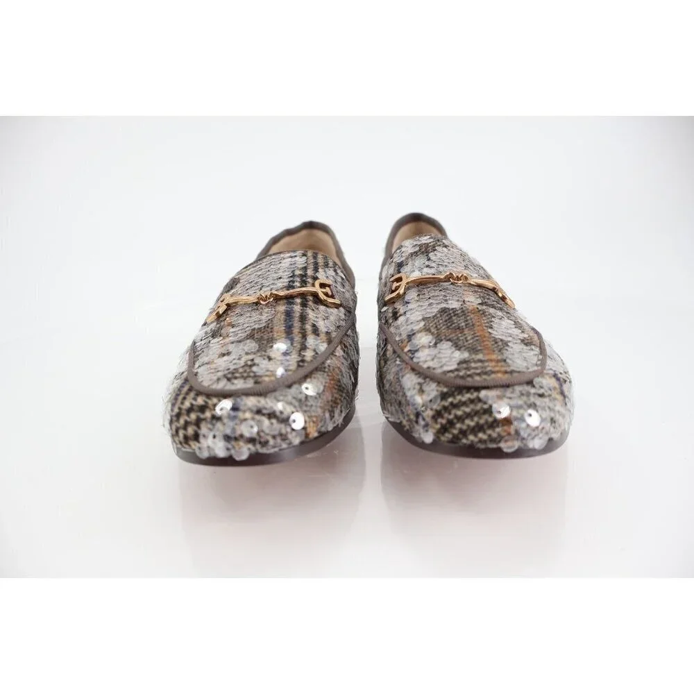 Sam Edelman Loraine Bit Loafer Shoe Grey Sequin Tweed Girls Size 4 Slip On